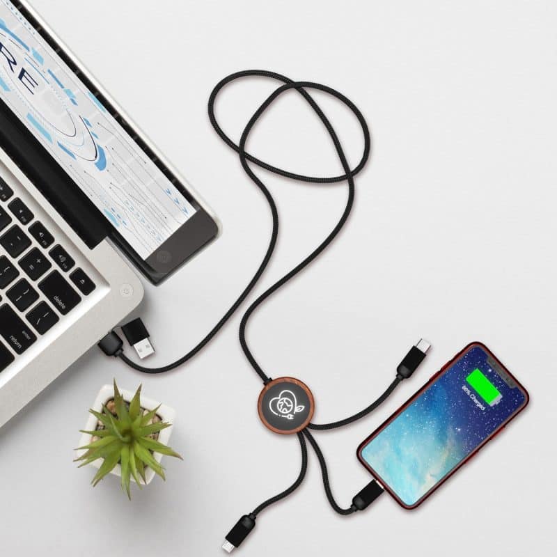 Bamboo 5-in-1 Charging Cable with Light-Up Logo - 1