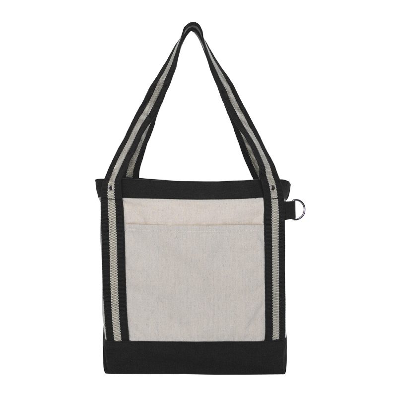 V Natural Striped Recycled Cotton Boat Bag - 1
