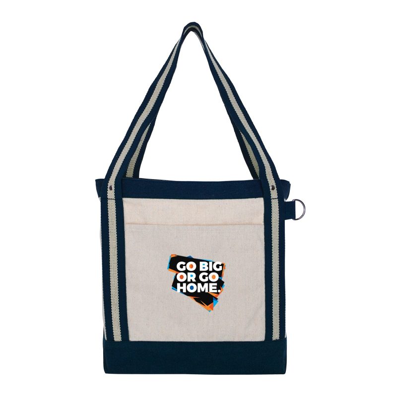 V Natural Striped Recycled Cotton Boat Bag