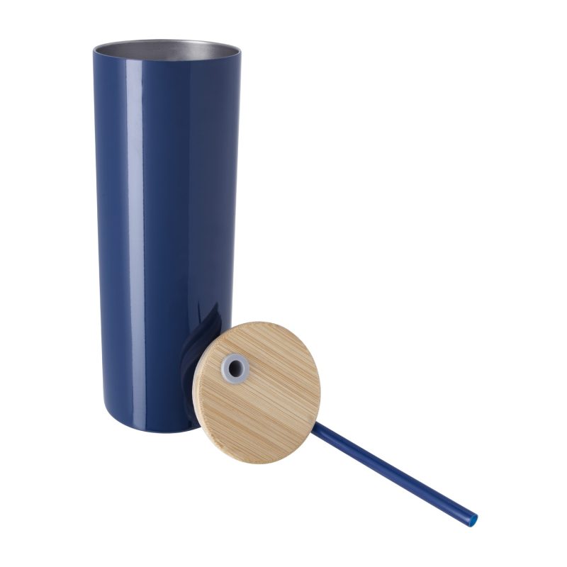 Good Value™ Double-Wall Stainless Steel Tumbler with Bamboo Lid and Straw - 20 oz. - 2