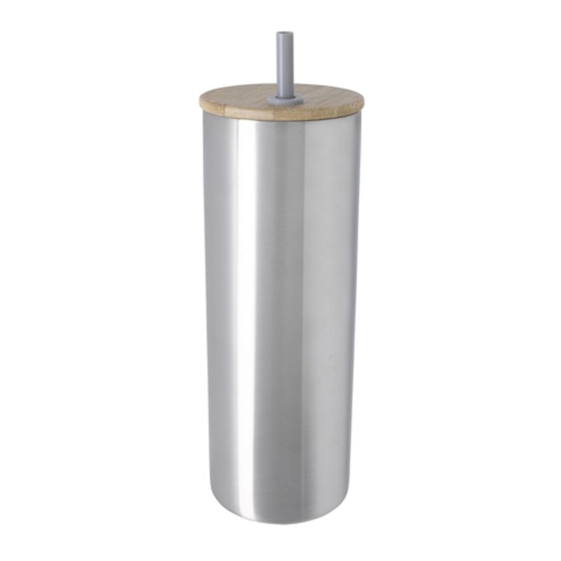 Good Value™ Double-Wall Stainless Steel Tumbler with Bamboo Lid and Straw - 20 oz. - 7