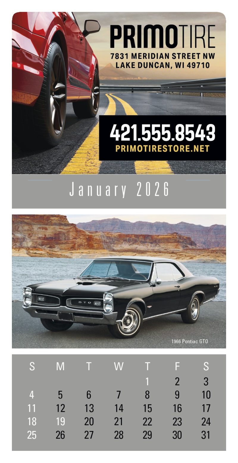 Triumph® Calendars Press-N-Stick Full-Color Header Cruisin? Cars Calendar